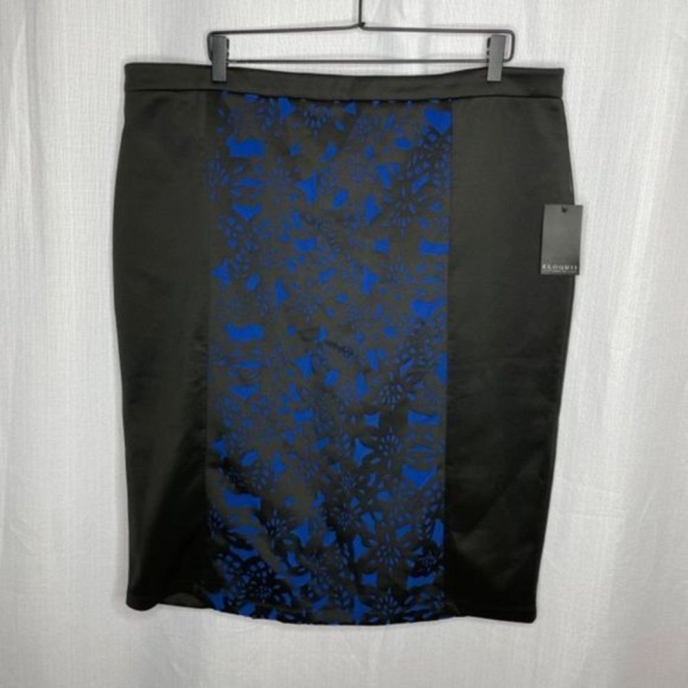Eloquii Black Blue Straight‎ Skirt